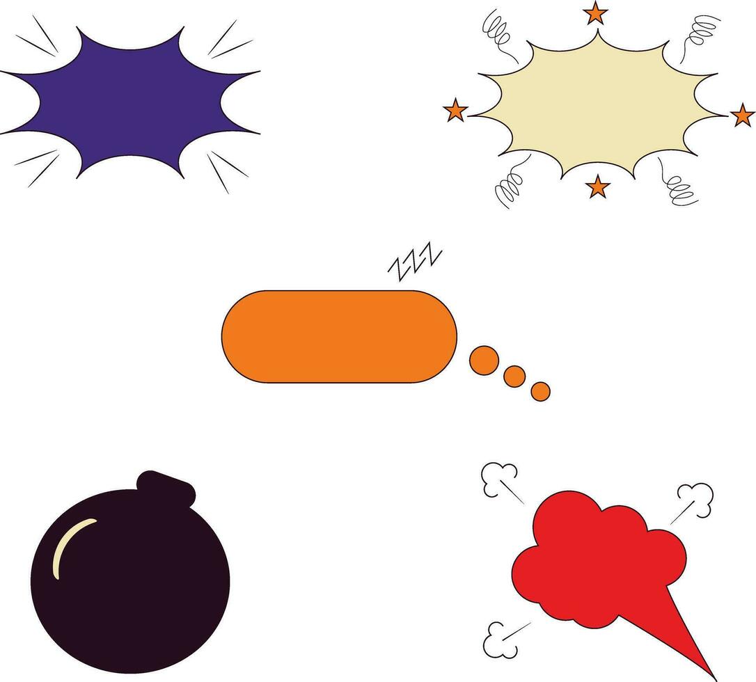 Set of Effect Cartoon. Pop Art Style. Isolated Vector
