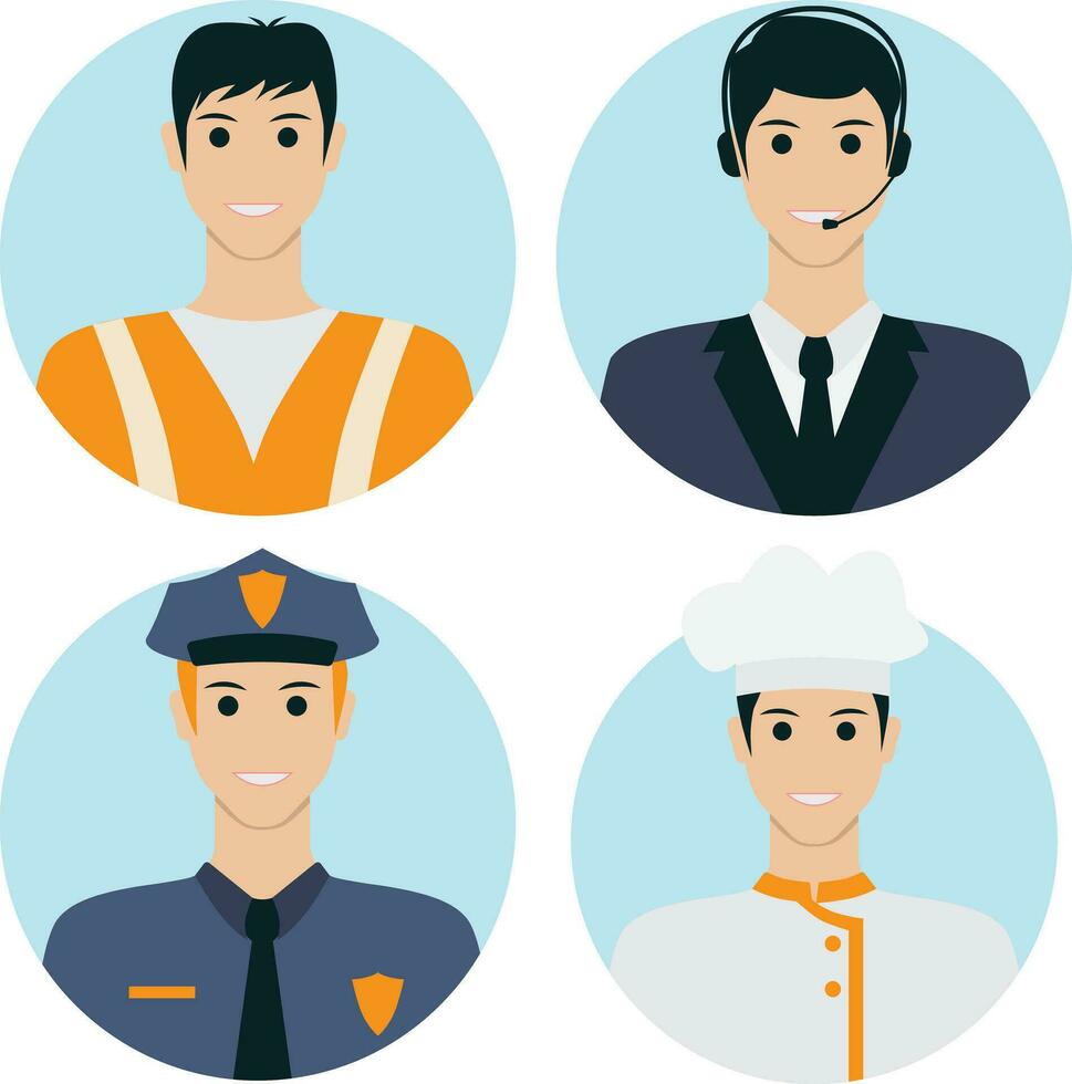 Set of Different Profession Avatar. Flat Cartoon Style. Vector Icons
