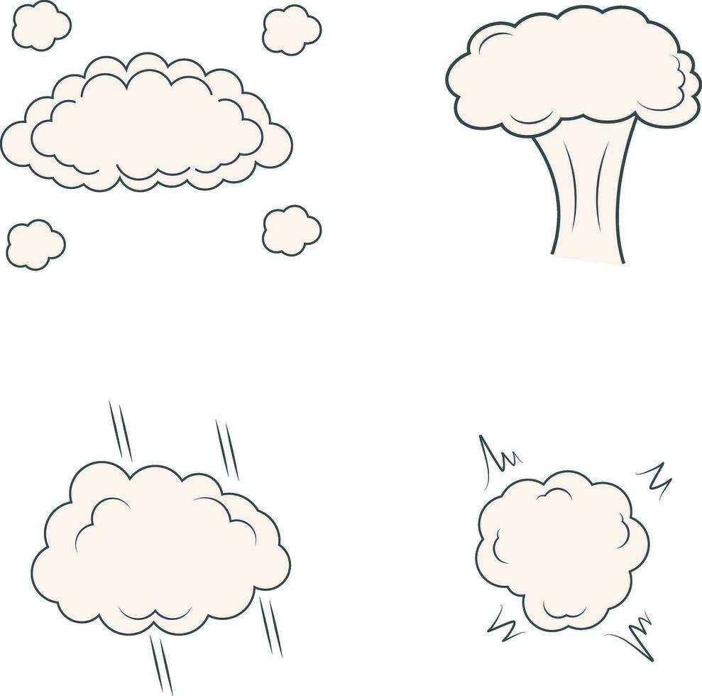 Set of Comics Explosion Clouds. Vector Illustration