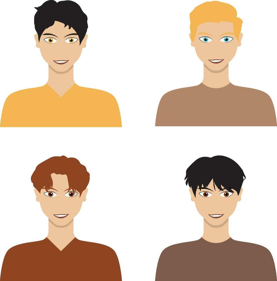 Set of Business Man Avatar. Isolated On White Background. vector