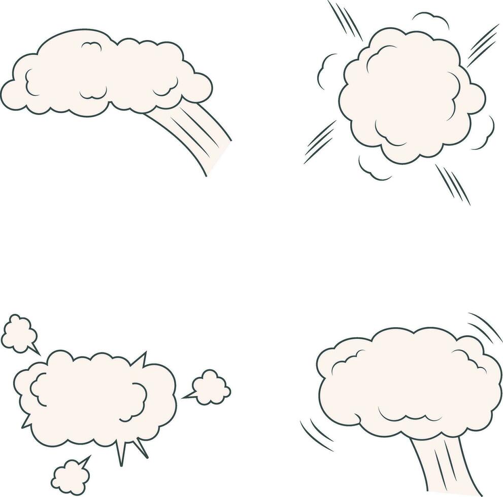 Set of Comics Explosion Clouds. Vector Illustration