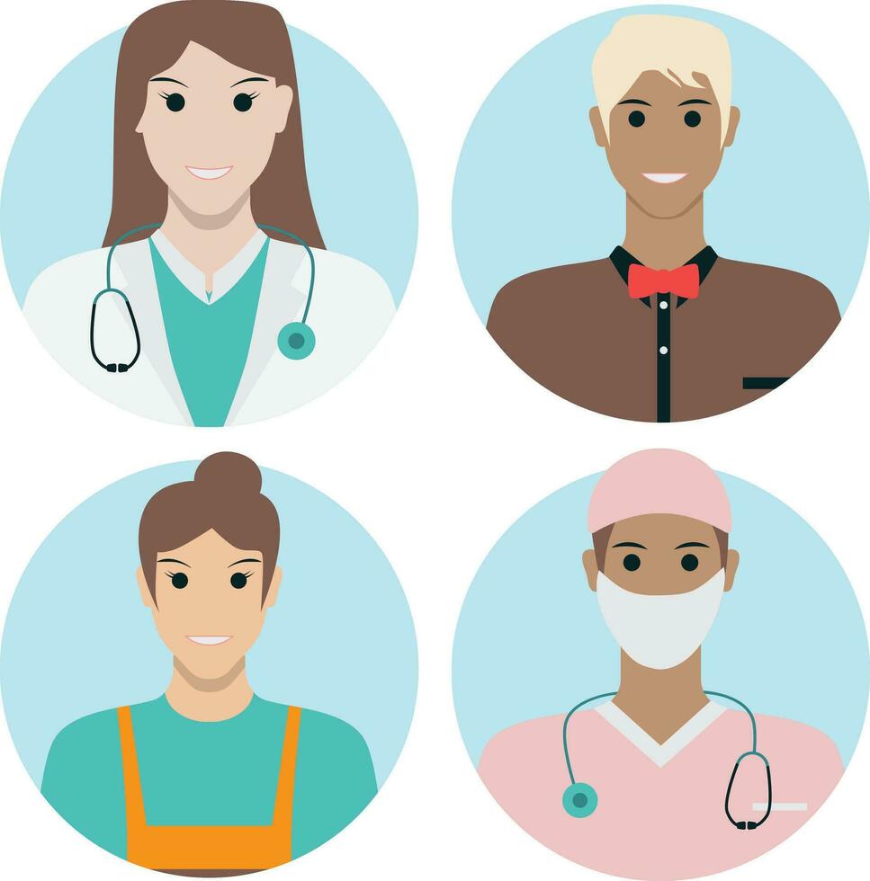 Set of Different Profession Avatar. Flat Cartoon Style. Vector Icons