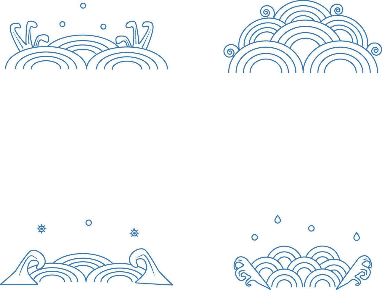 Chinese Traditional Wave. Oriental Design Style. Vector Illustration Set.