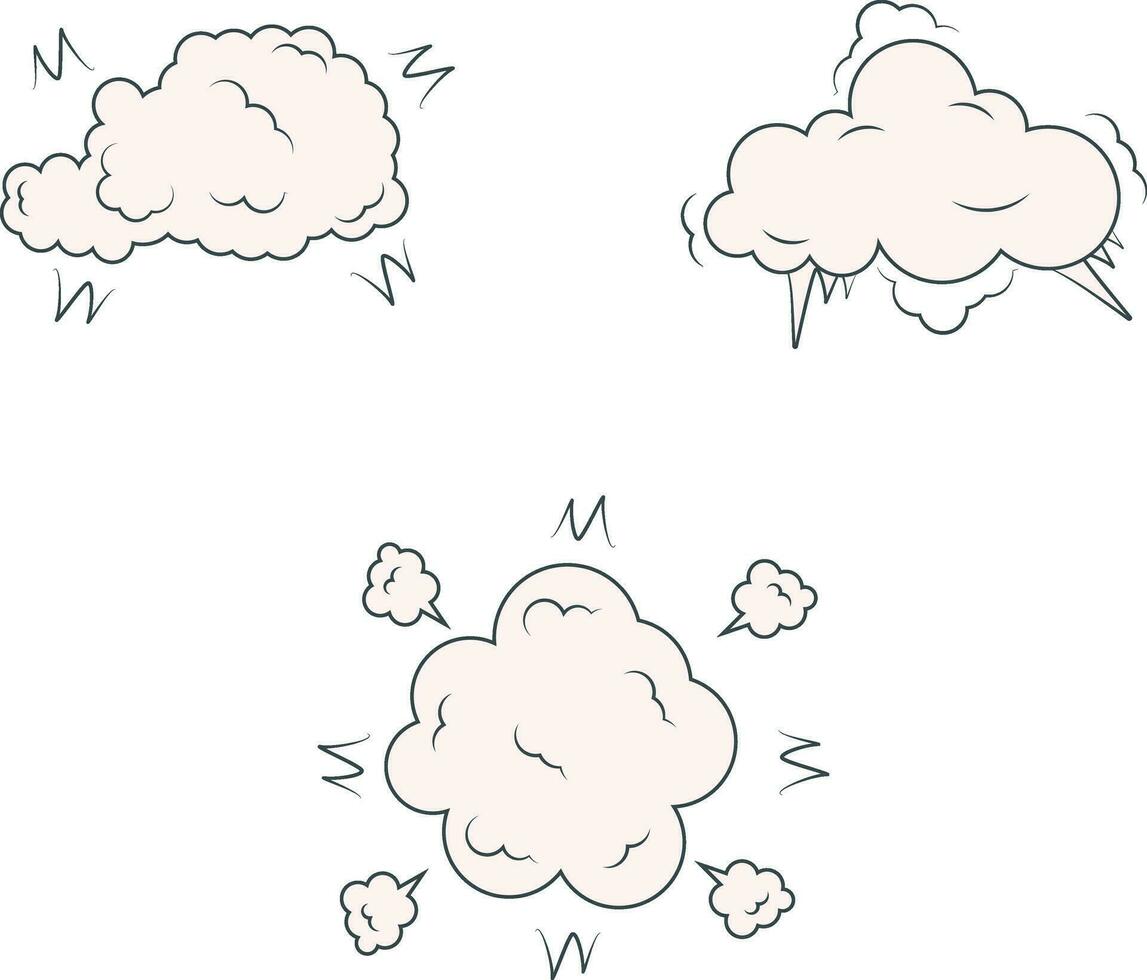 Set of Comics Explosion Clouds. Vector Illustration