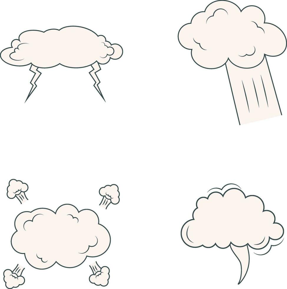 Set of Comics Explosion Clouds. Vector Illustration