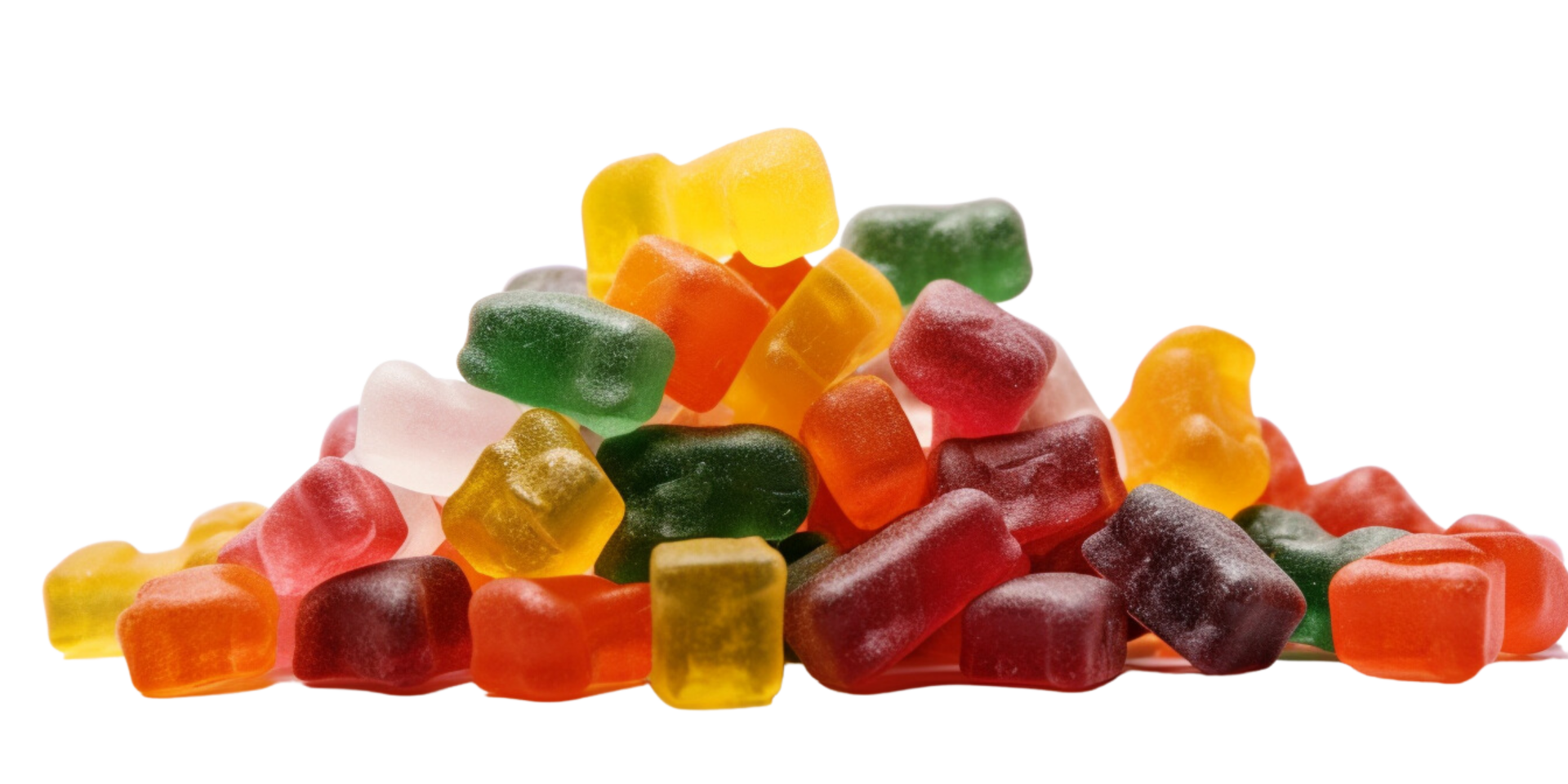 AI generated Medical cannabis rainbow gummy candy edibles on transparent background. png