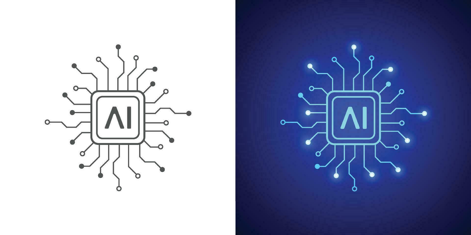 Artificial intelligence circuit line style. Machine learning design. Smart network digital technology. AI. Vector illustration