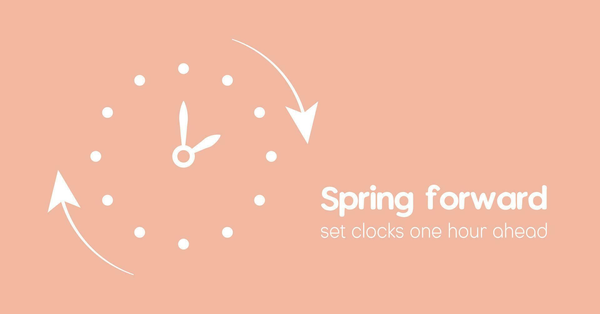 Spring Forward monochrome banner in Minimalist style. Reminder text Set