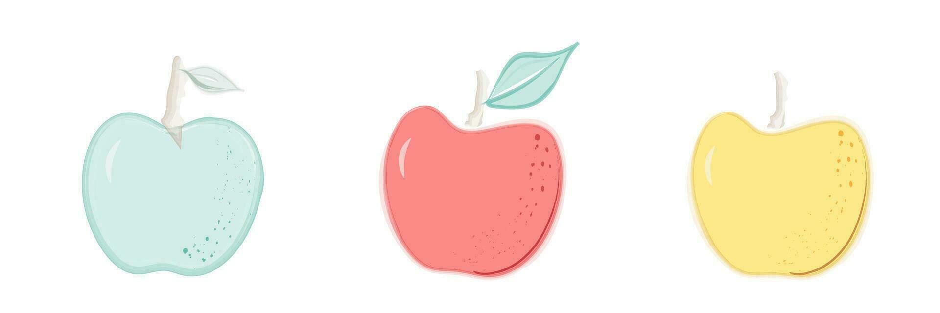 Appes set. Green, red and yellow. vector