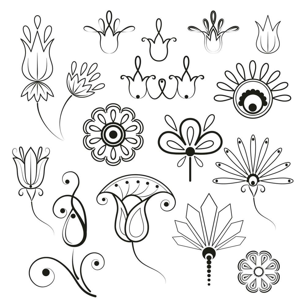 Flower style design elements. Vector illustration.
