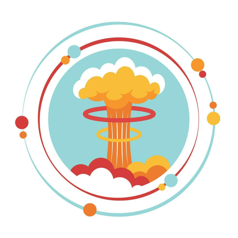 Atomic reaction mushroom cloud vector illustration graphic icon symbol