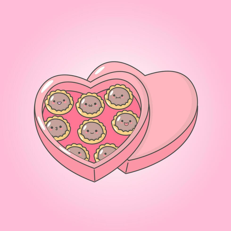 Vector Valentine Love Chocolate with cute facial expressions and pastel colour