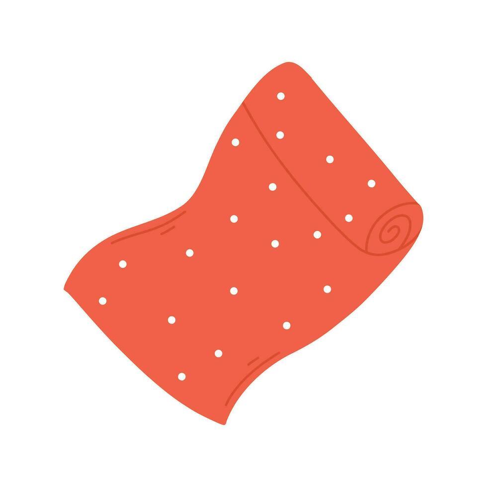 Roll of fabric. Hand-drawn Isolated piece of fabric. Vector illustration.