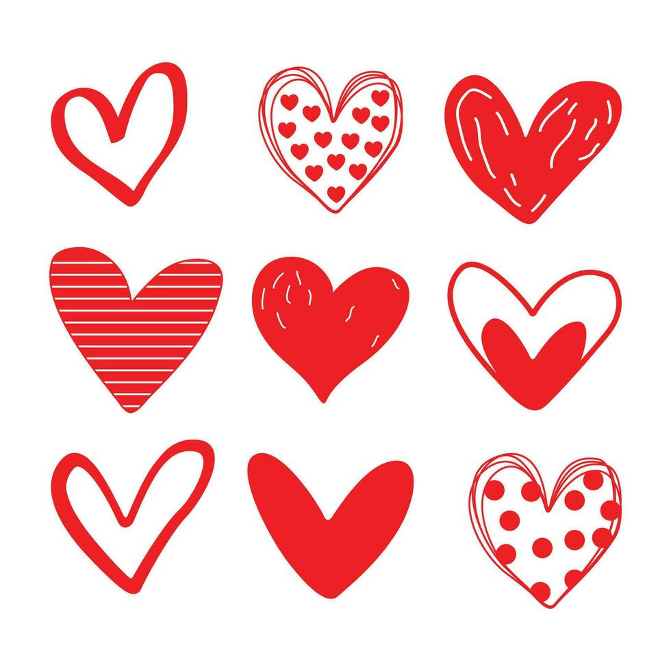 Set of red hearts Happy Valentine's Day vector