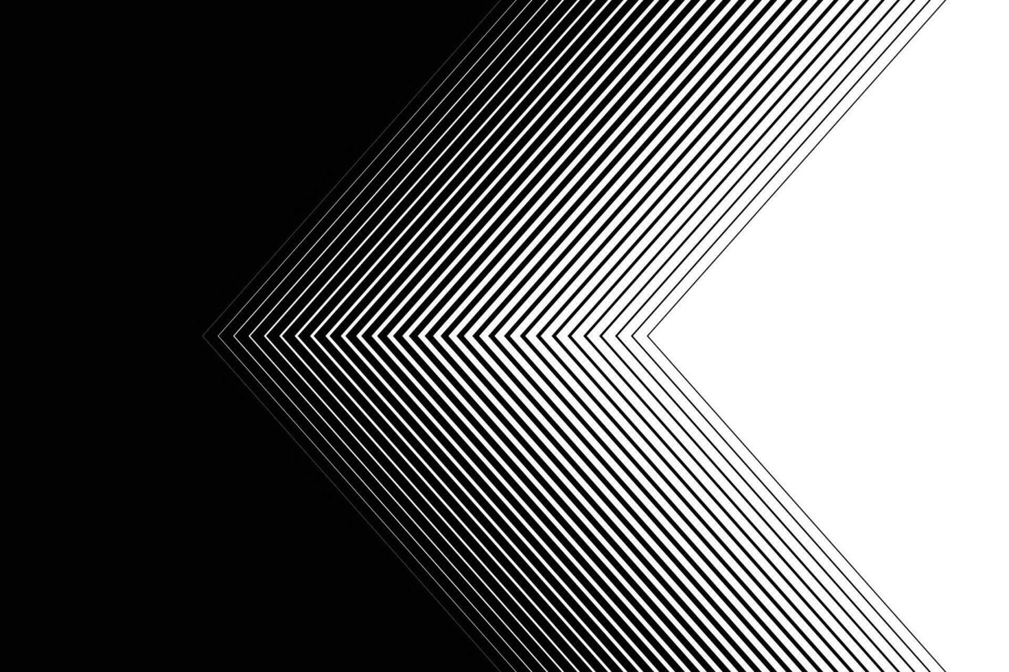 Thin straight line smooth transition from black to white thin arrow shaped background. vector