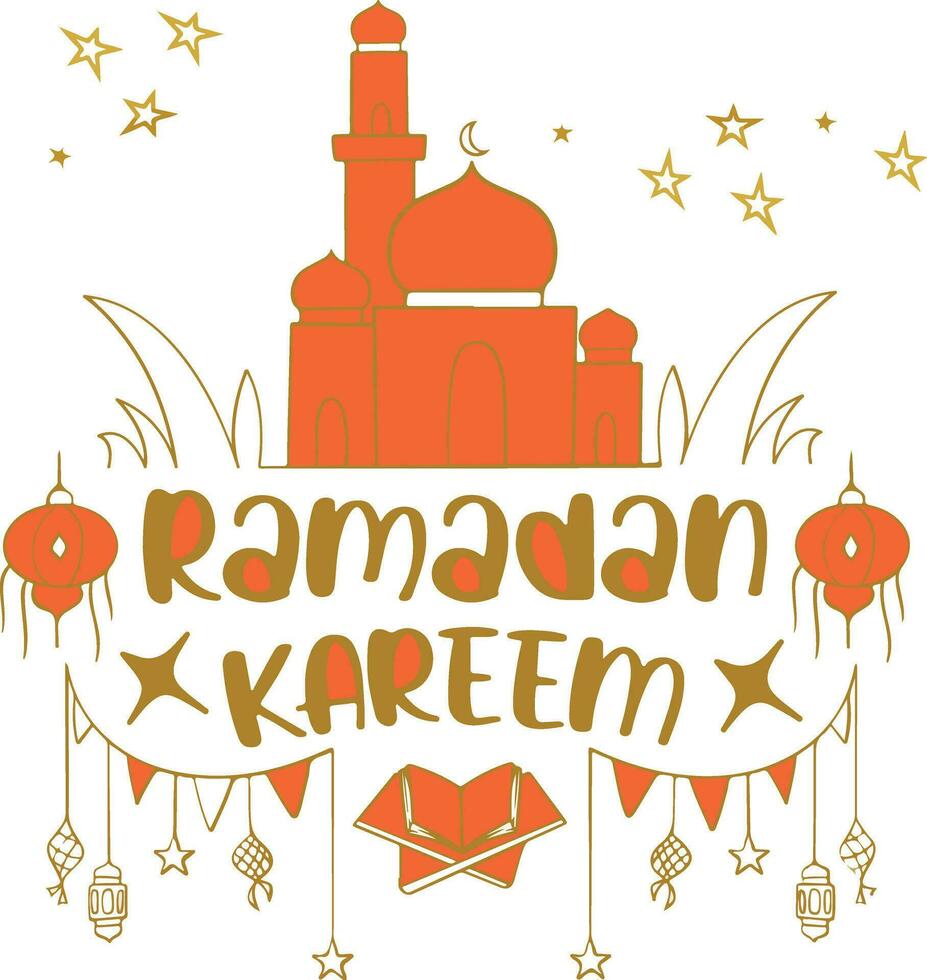 Ramadán kareem texto y ornamental ilustración festival tarjeta diseño vector