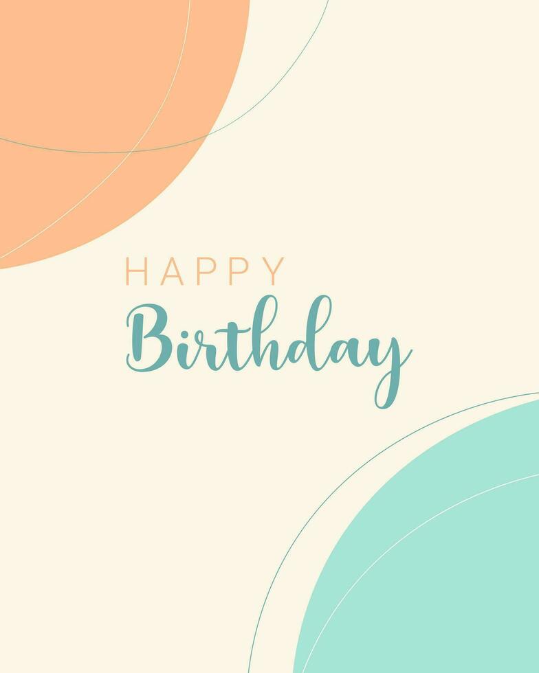 Happy Birthday card , boho style pastel color. vector