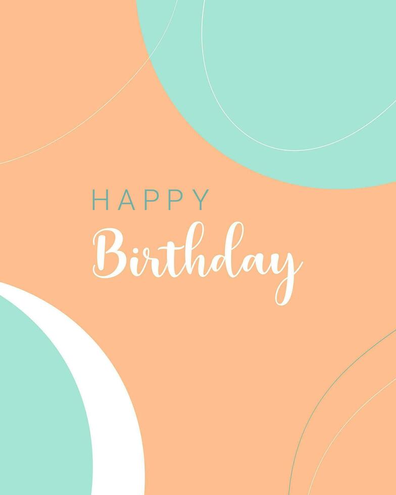 Happy Birthday card , boho style pastel color. vector