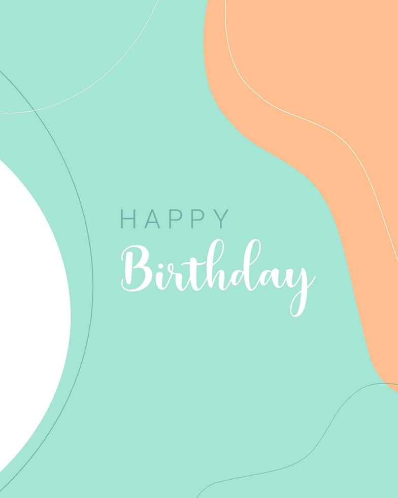 Happy Birthday card , boho style pastel color. vector