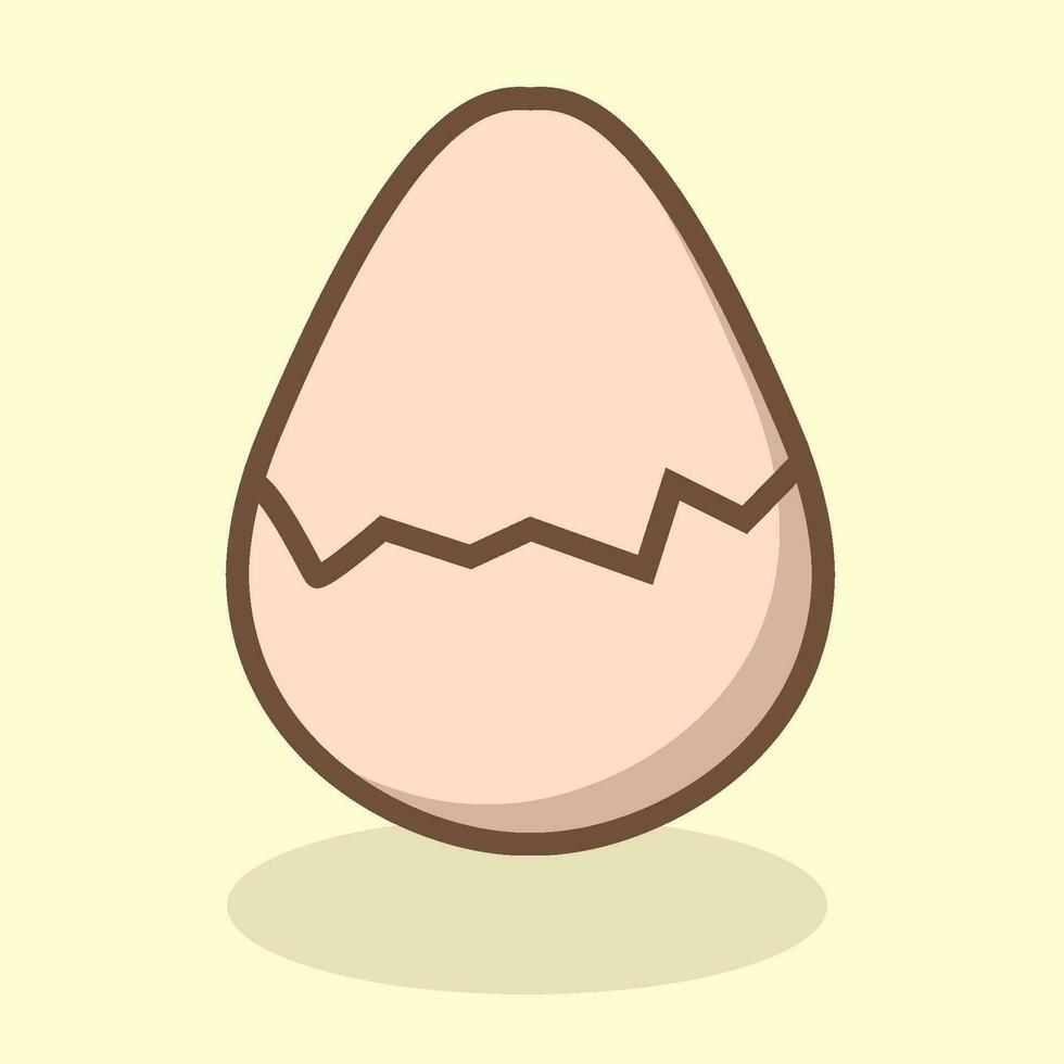Cartoon Broken Egg in flat design with shadow . vector
