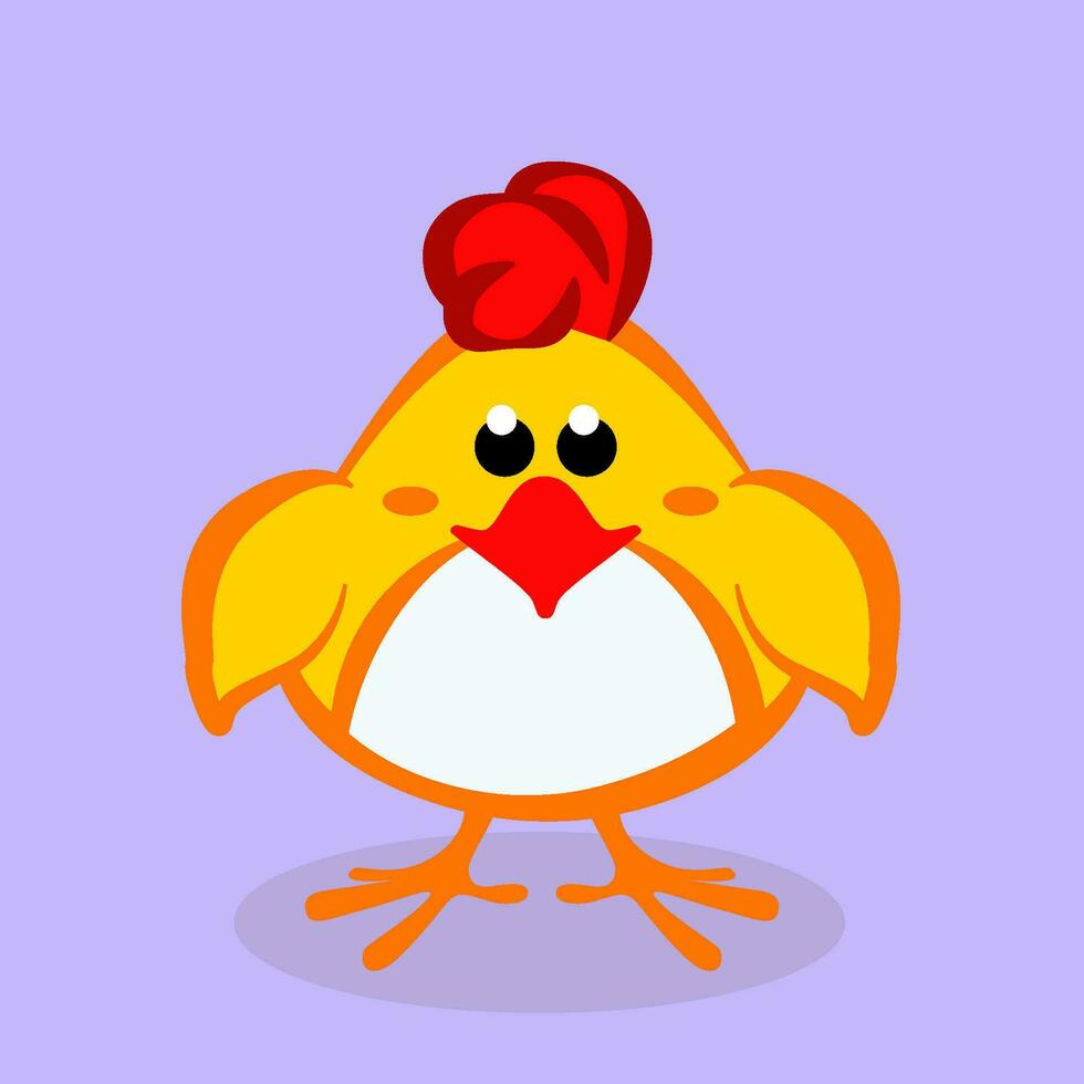 Baby chick front, vector isolated icon. Cartoon Baby chick in vector.