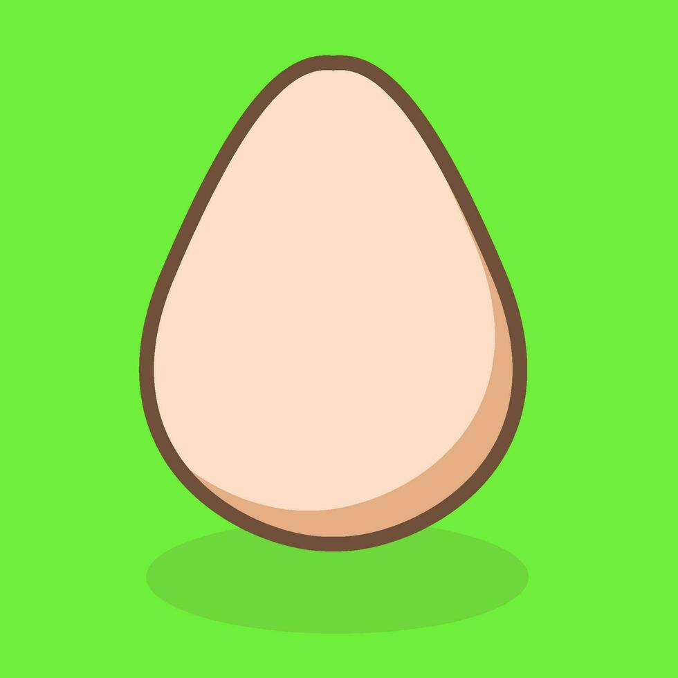 Cartoon Egg in flat design with shadow on the green background vector