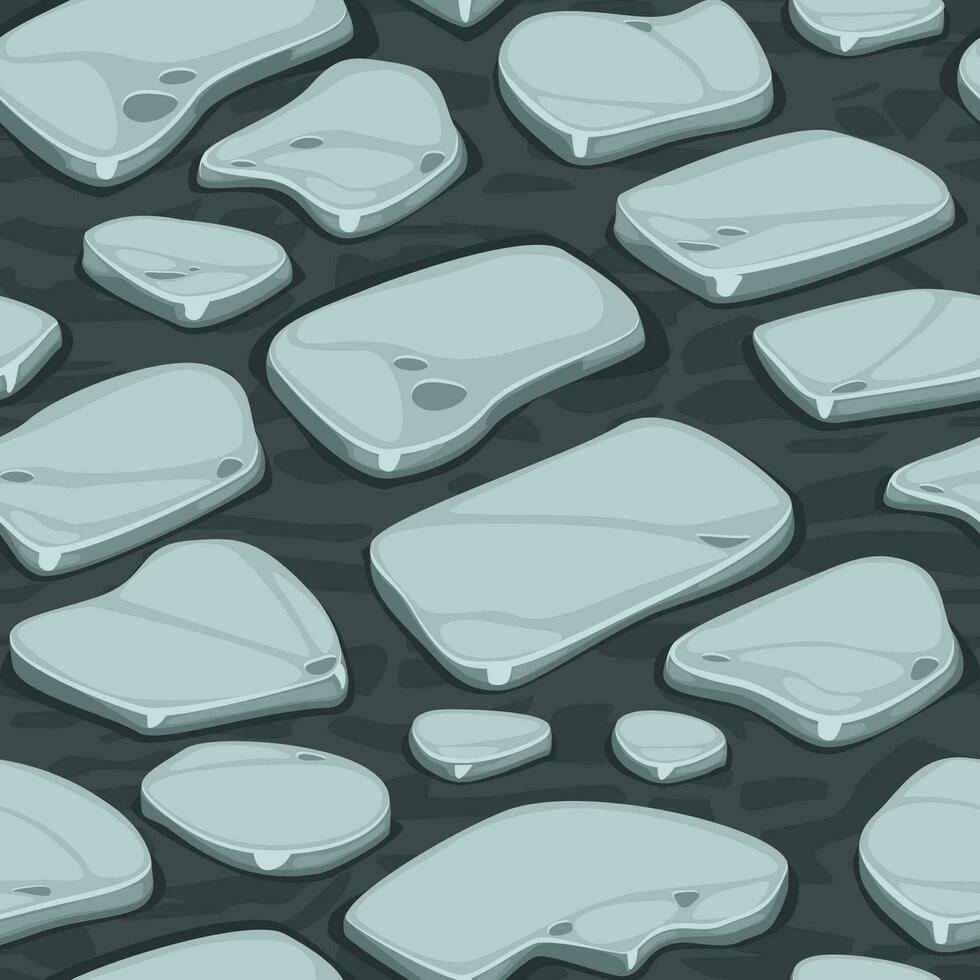 Seamless texture of stone in isometry. Vector Gray Texture for the game background.