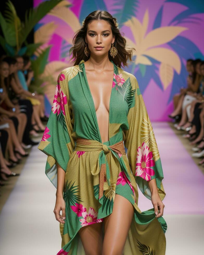 AI generated A model walks the runway. ai generative photo