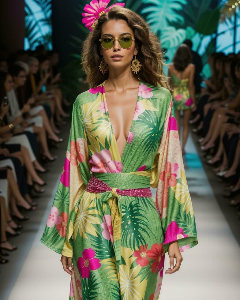 AI generated A model walks the runway. ai generative photo