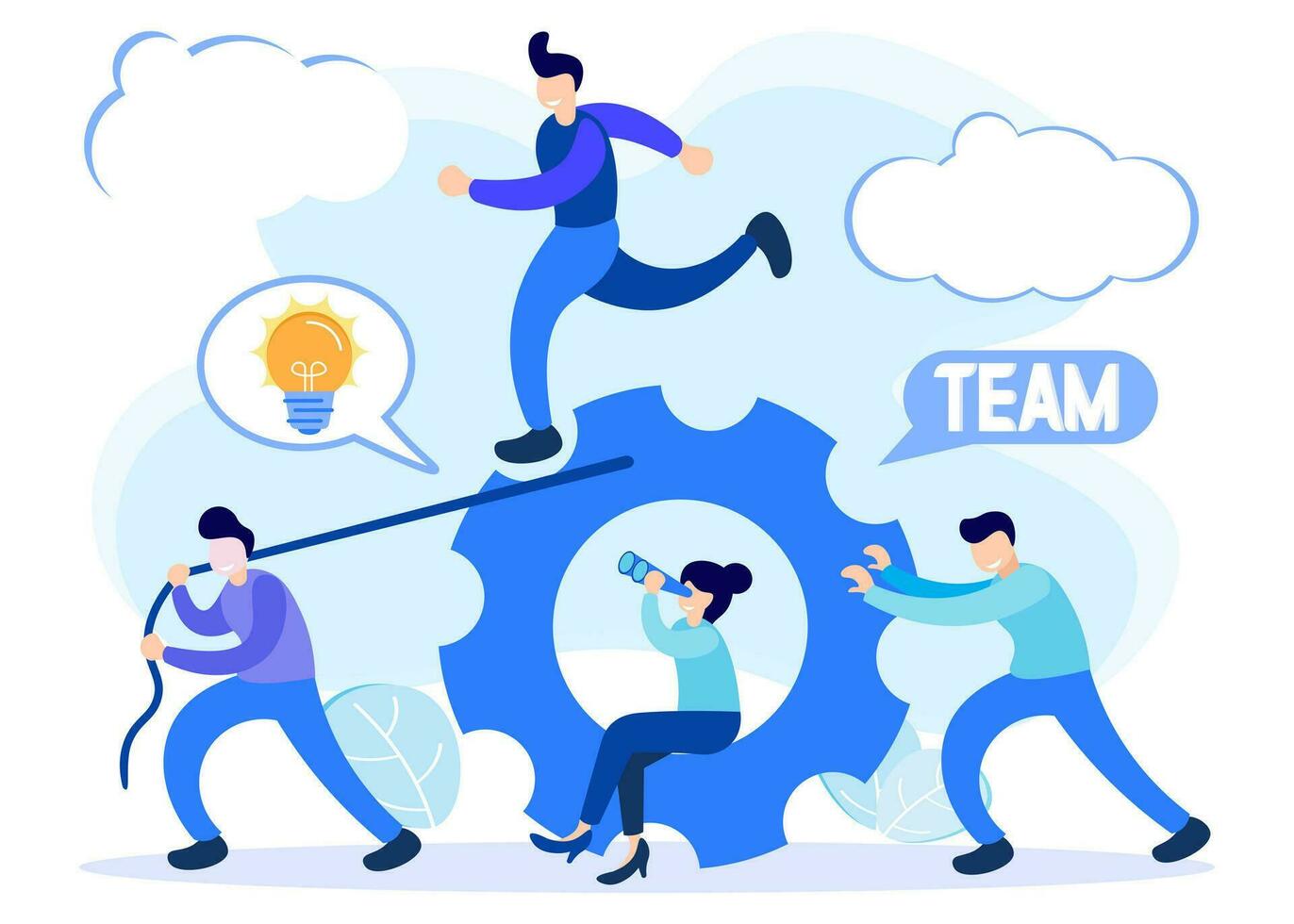 Illustration vector graphic cartoon character of teamwork