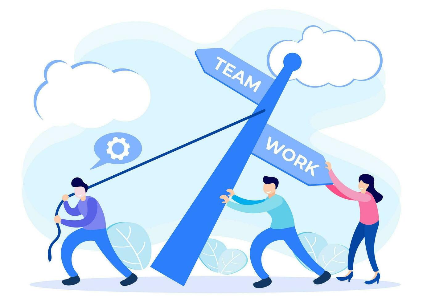 Illustration vector graphic cartoon character of teamwork