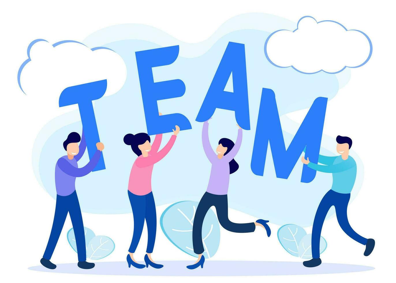Illustration vector graphic cartoon character of teamwork
