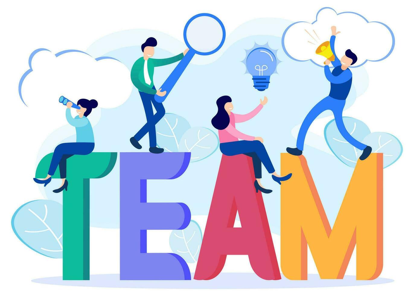 Illustration vector graphic cartoon character of teamwork