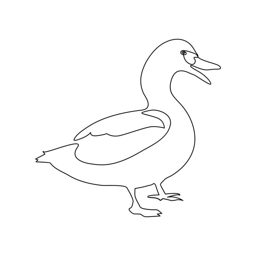 Duck continuous one line art outline very simple drawing vector graphics minimalistic illustration