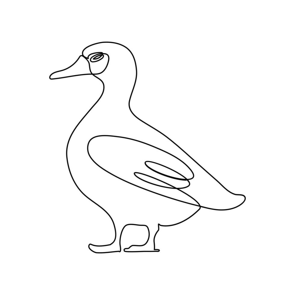 Duck continuous one line art outline very simple drawing vector graphics minimalistic illustration