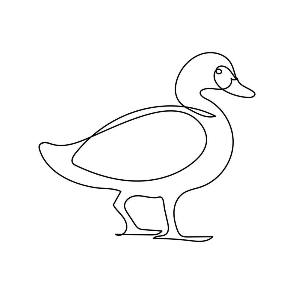 Duck continuous one line art outline very simple drawing vector graphics minimalistic illustration