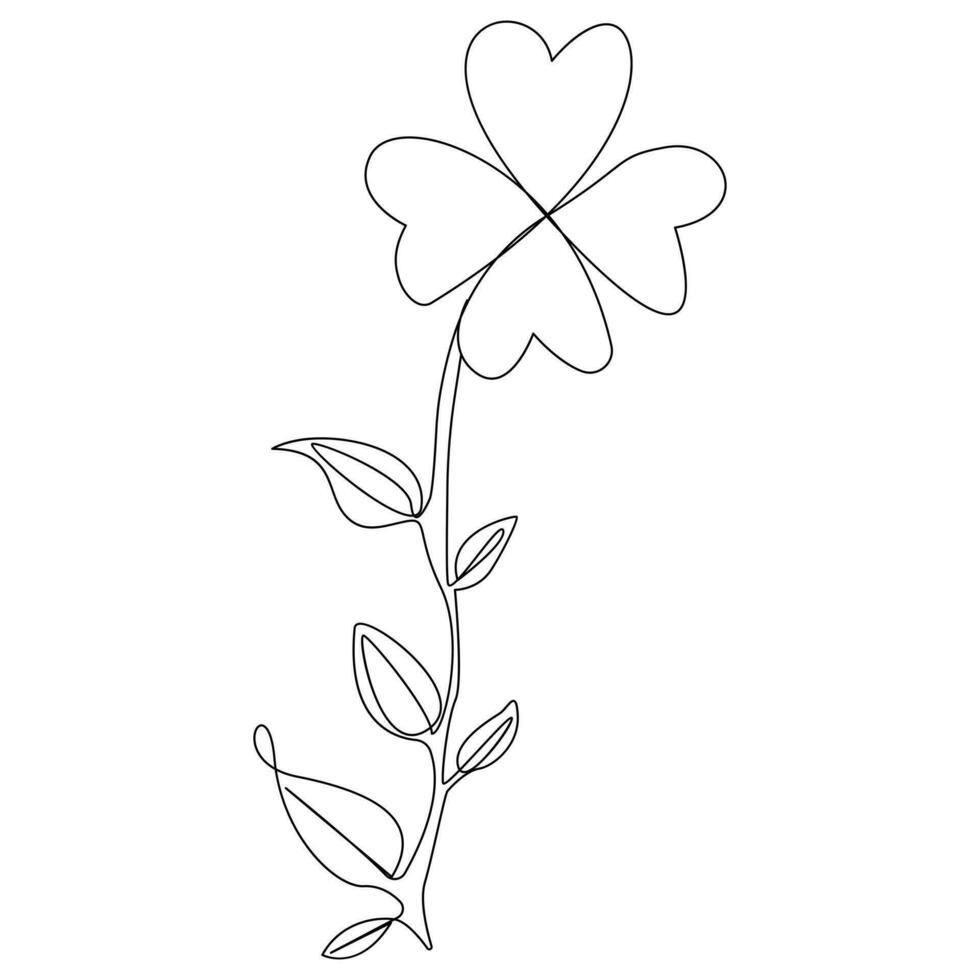 Vector flower in one line art drawing isolated on white background minimalist