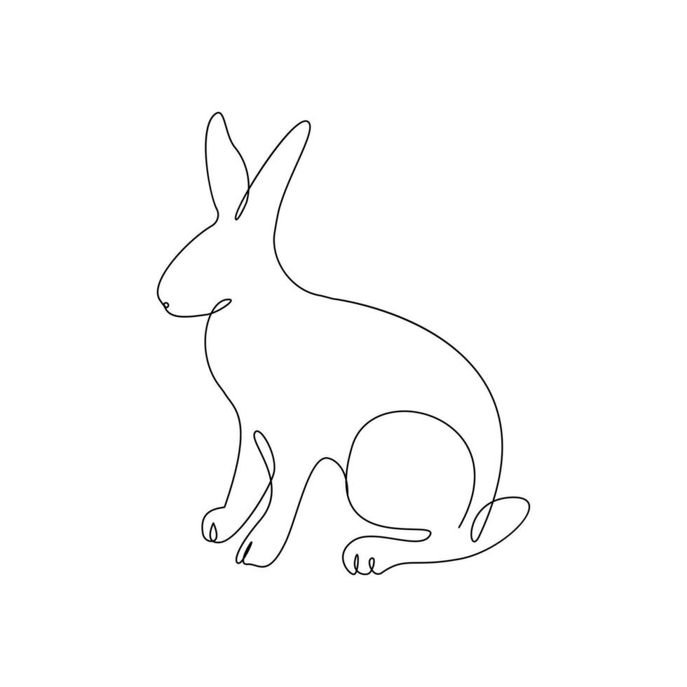 Rabbit animal one line drawing art outline pro vector illustration and minimalistic