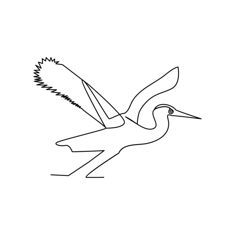 Flamingo and heron bird continuous one line art outline simple vector drawing and illustration