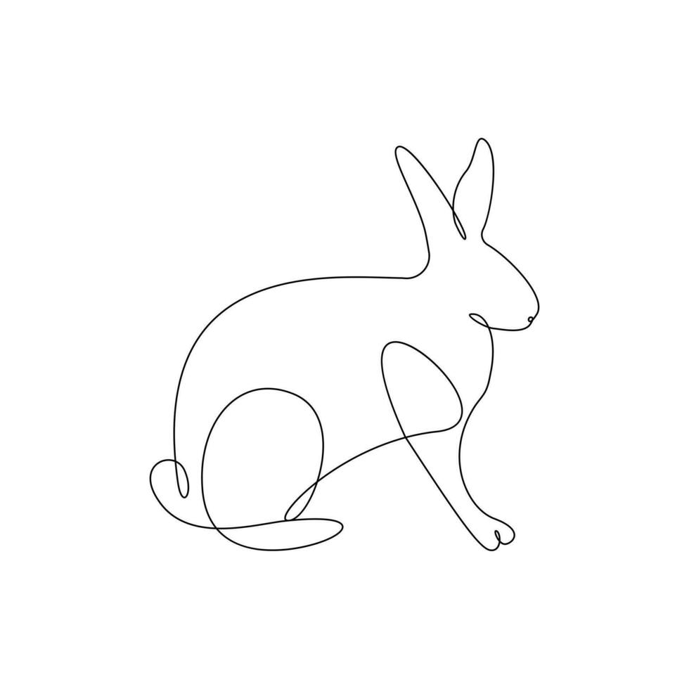 Rabbit animal one line drawing art outline pro vector illustration and minimalistic