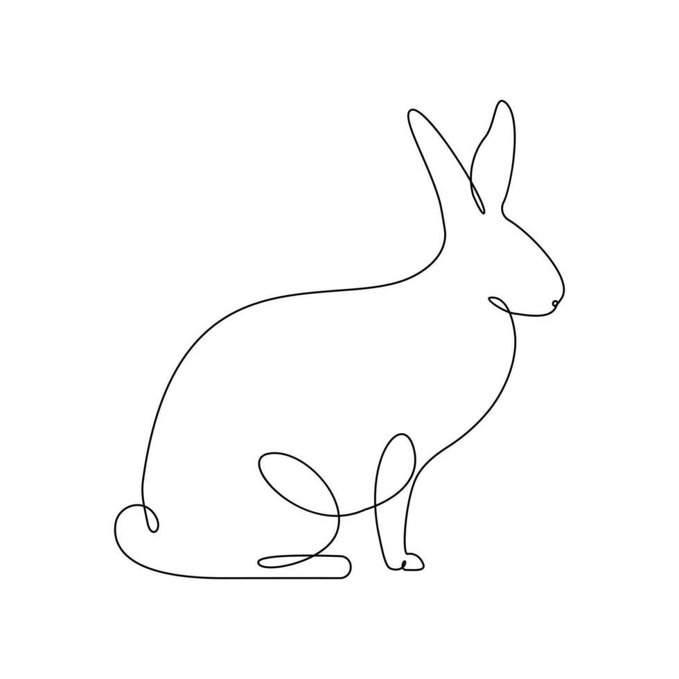 Conejo animal uno línea dibujo Arte contorno Pro vector ilustración y minimalista