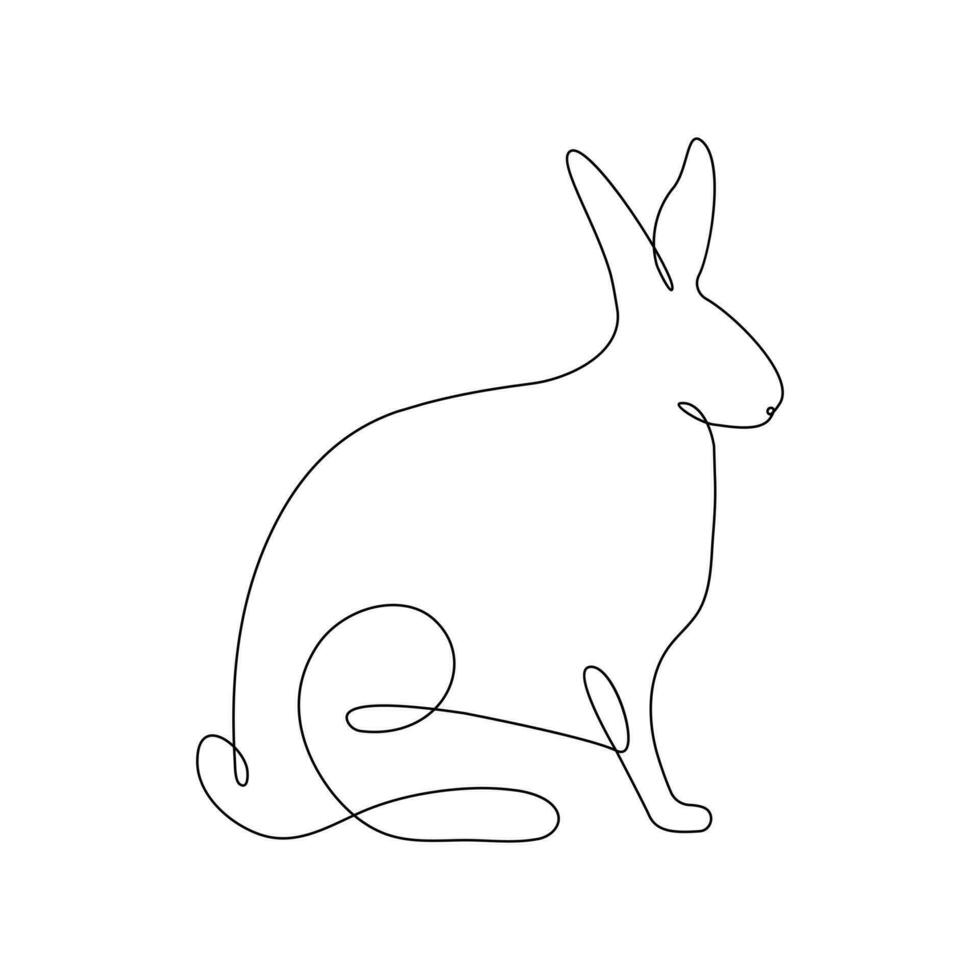 Rabbit animal one line drawing art outline pro vector illustration and minimalistic