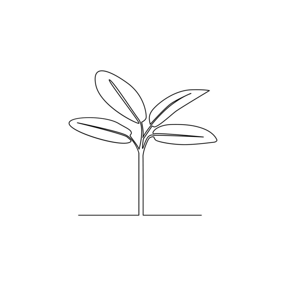 Vector growth tree continuous single line simple drawing art illustration vector image and minimalist