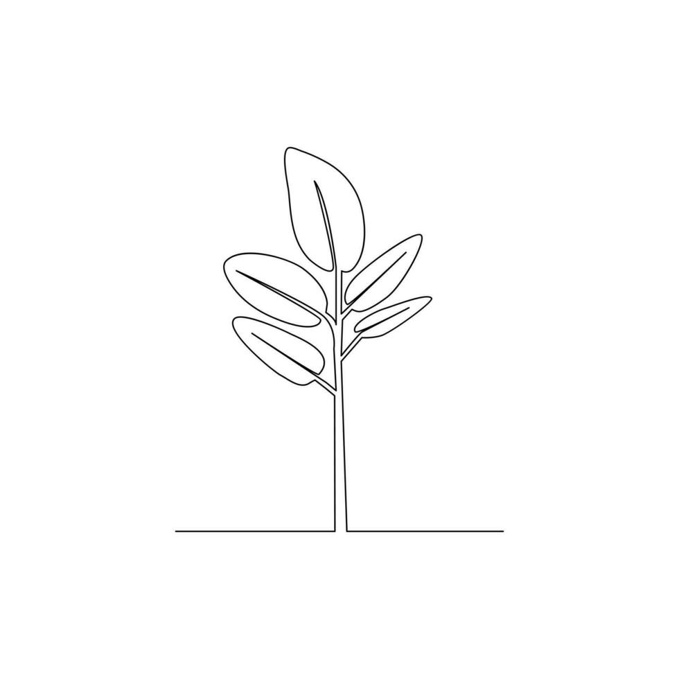 Vector growth tree continuous single line simple drawing art illustration vector image and minimalist
