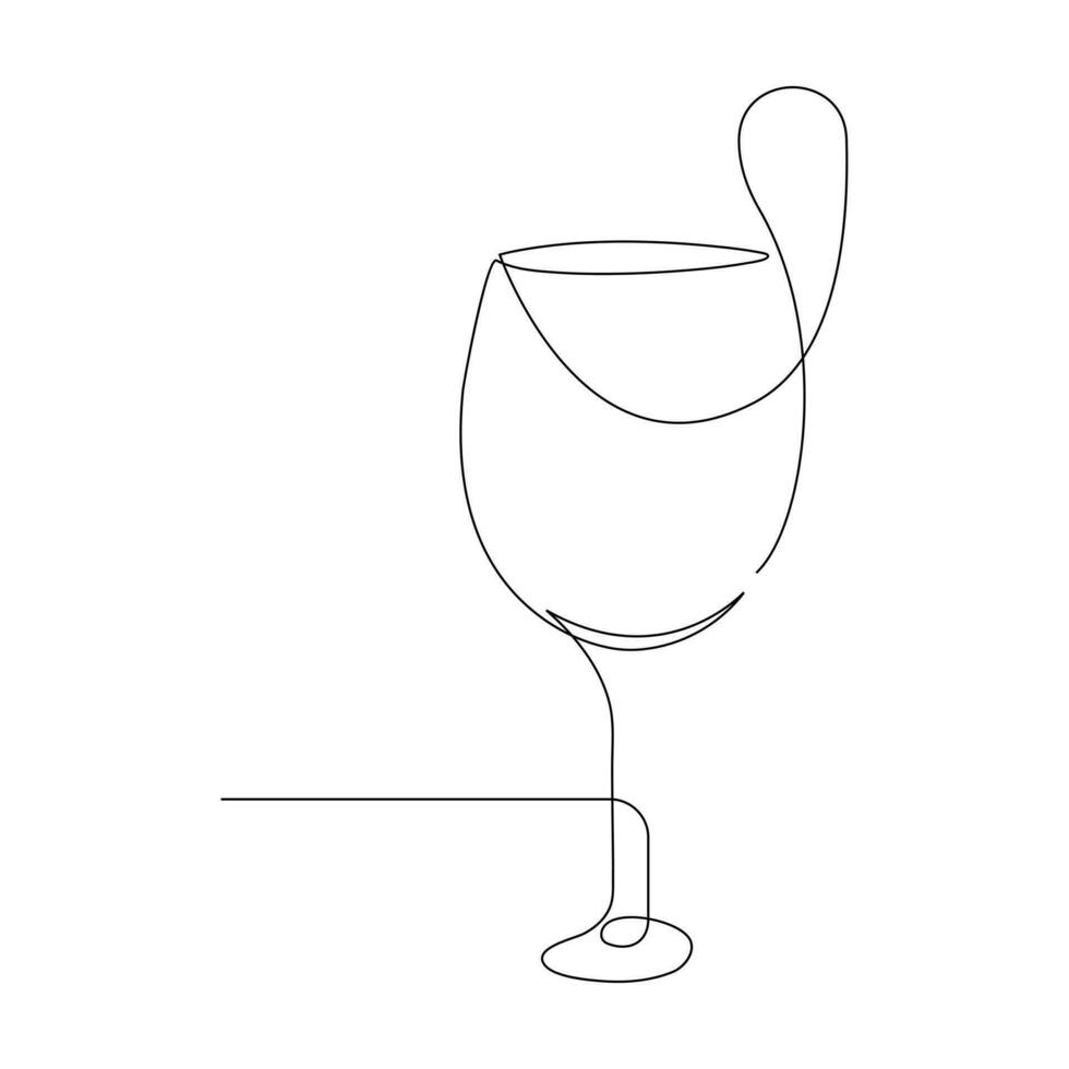 Vector continuous one line drawing of wine glass best use for logo,poster,banner and background