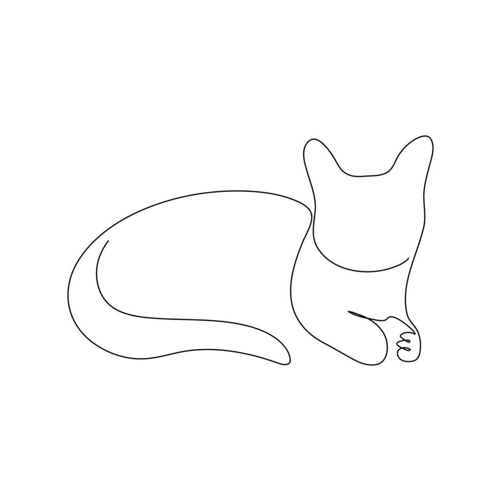 Cat continuous one line art outline Vector illustration simple animal drawing