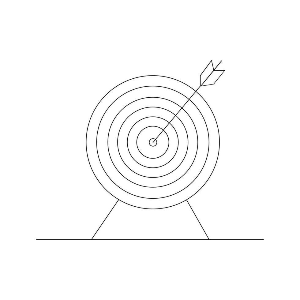 Vector Continuous one line drawing of arrow on the target Concept of business challenge