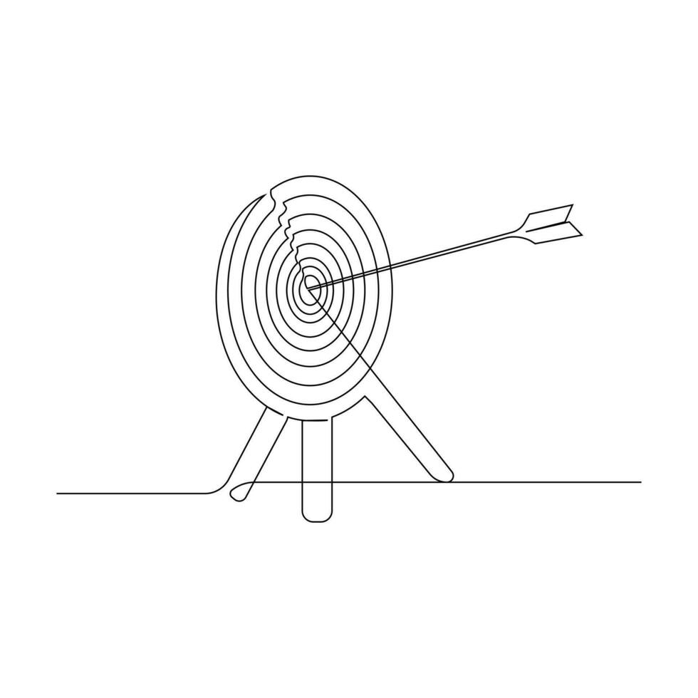 Vector Continuous one line drawing of arrow on the target Concept of business challenge