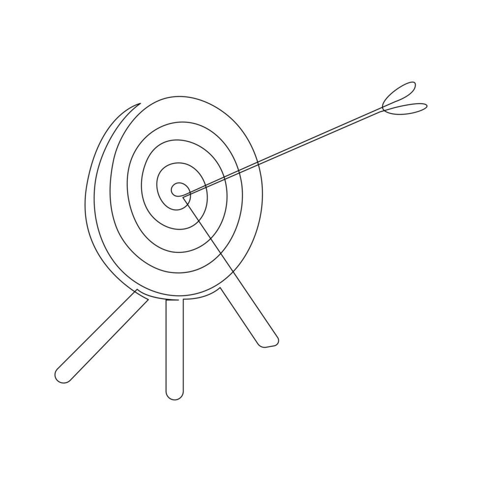 Vector Continuous one line drawing of arrow on the target Concept of business challenge