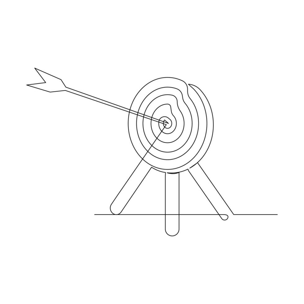 Vector Continuous one line drawing of arrow on the target Concept of business challenge